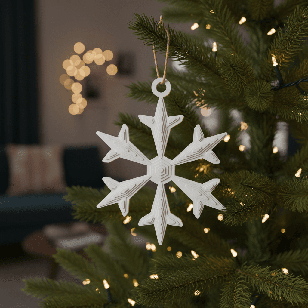 3D Printed Snowflake Ornaments — Set of 6 Unique Designs — 3