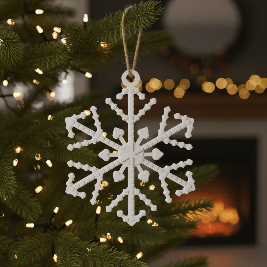3D Printed Snowflake Ornaments — Set of 6 Unique Designs — 7