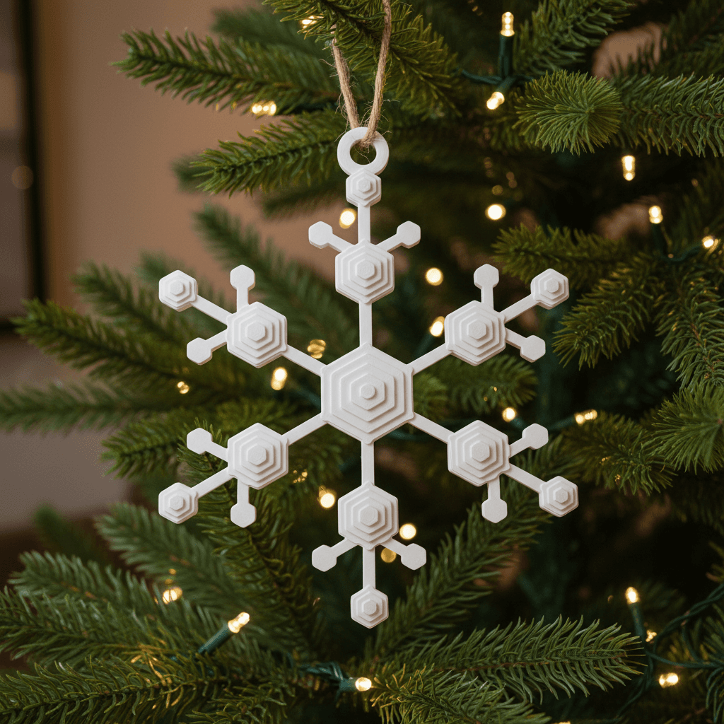 3D Printed Snowflake Ornaments — Set of 6 Unique Designs — 5