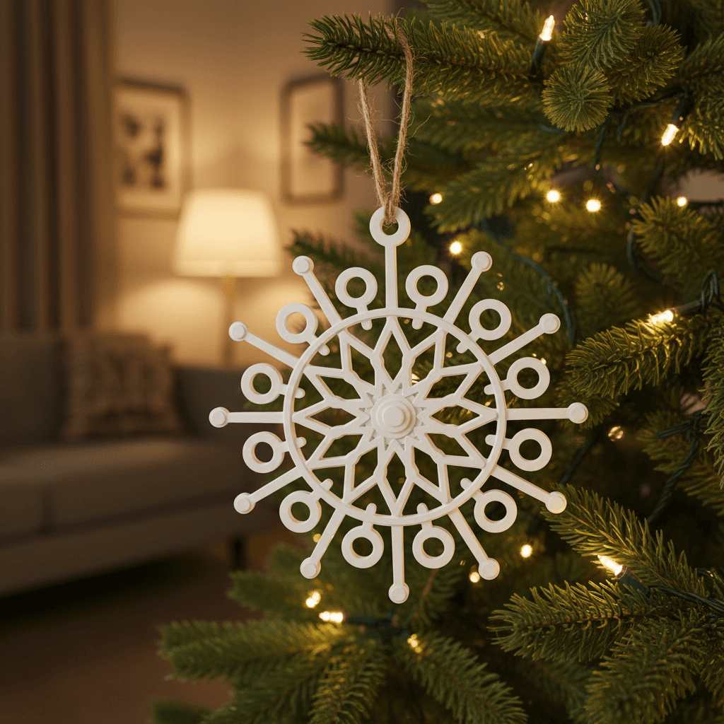 3D Printed Snowflake Ornaments — Set of 6 Unique Designs — 2