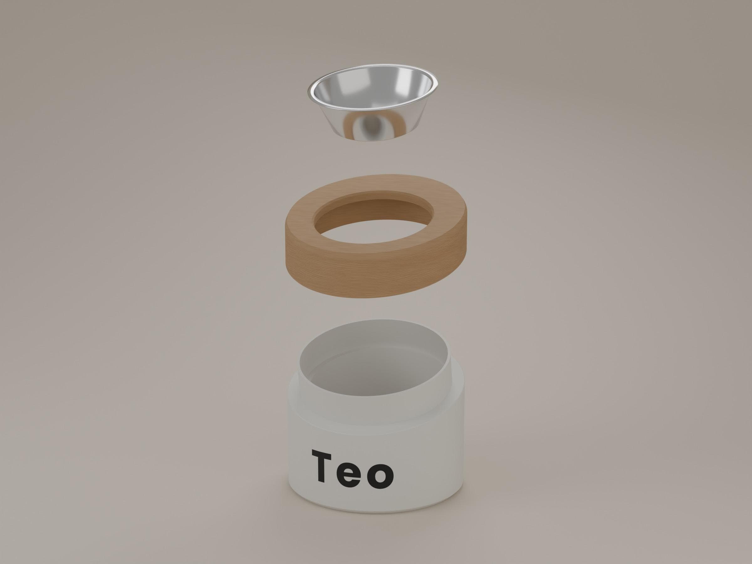 Personalized Raised Bowl Stand, Wood Look with Stainless Steel Bowl — 6