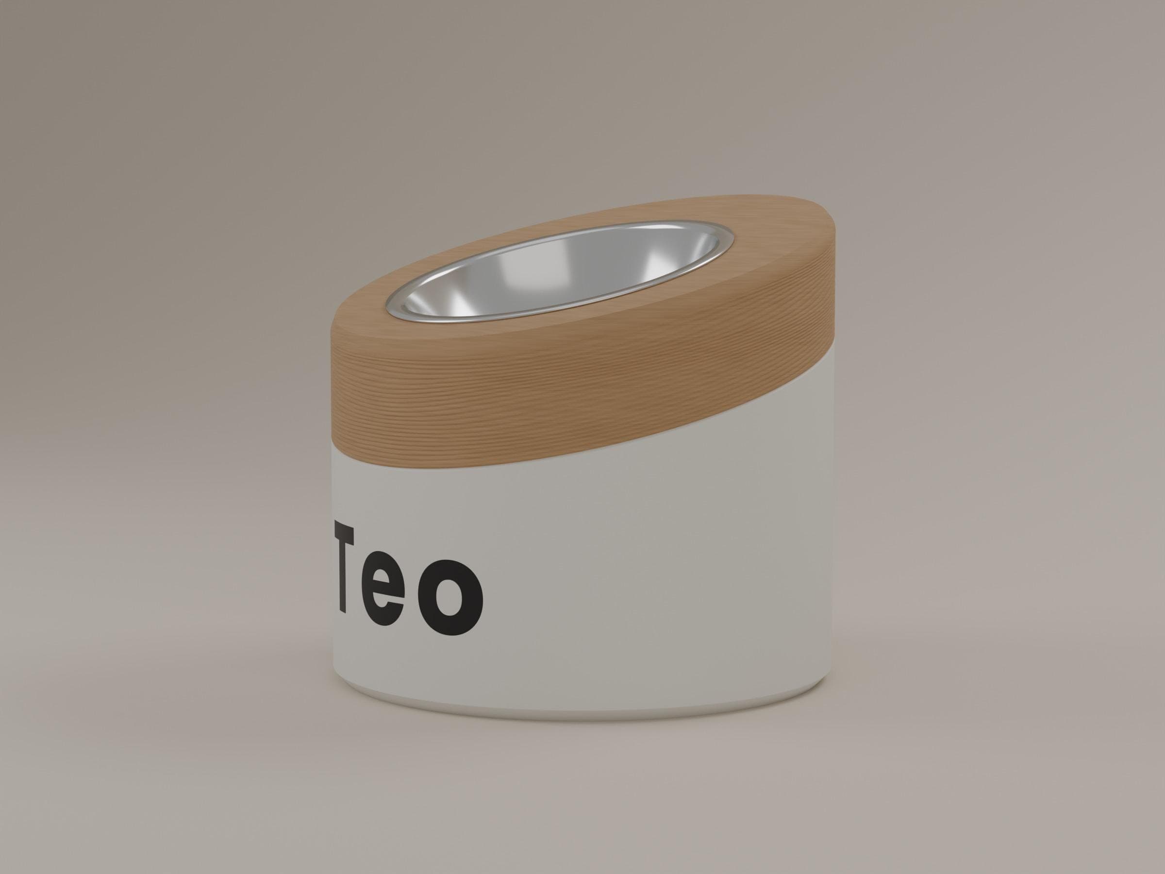 Personalized Raised Bowl Stand, Wood Look with Stainless Steel Bowl — 8