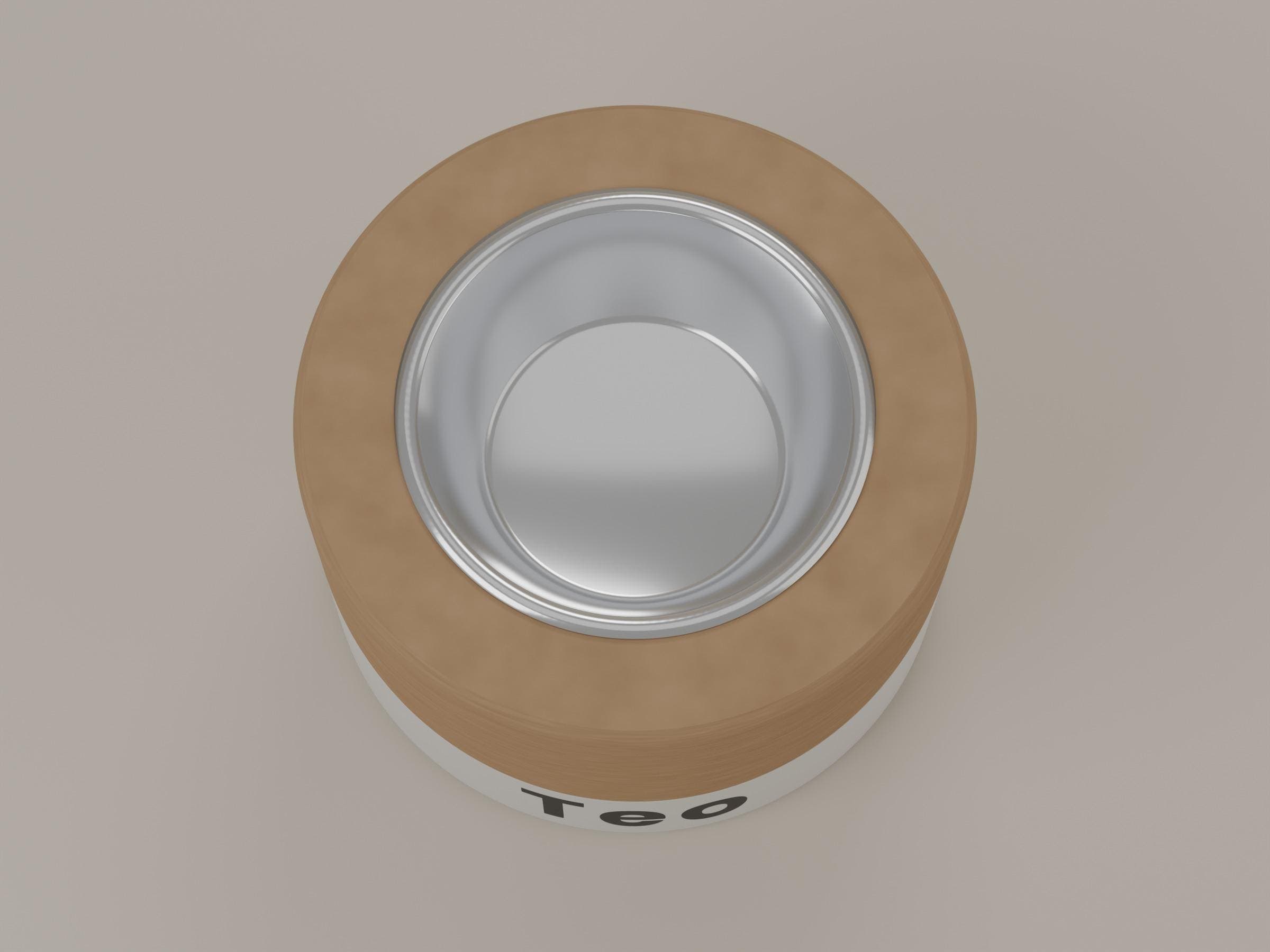 Personalized Raised Bowl Stand, Wood Look with Stainless Steel Bowl — 9