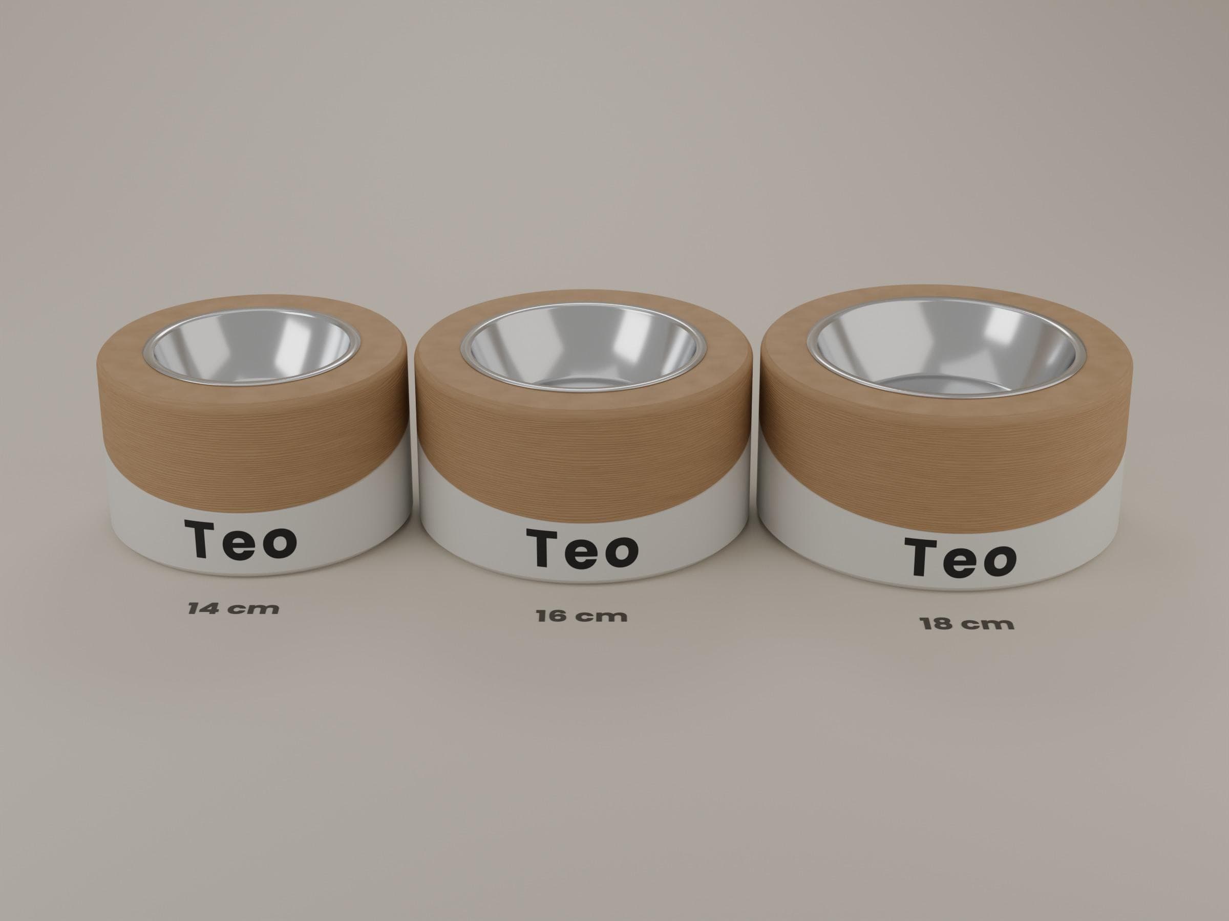 Personalized Raised Bowl Stand, Wood Look with Stainless Steel Bowl — 10
